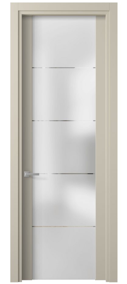 Межкомнатная дверь Планум 4114 Матовый бежево-серый Сатинированное стекло с гравировкой «КВАДРО», триплекс Цена 67980 ₽ | Volhovec