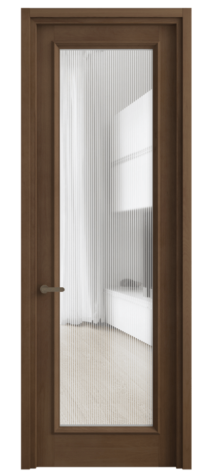 Межкомнатная дверь Шарм 6702 Бук тёмный матовый Рифлёное стекло "Дюна", триплекс Цена 128700 ₽ | Volhovec