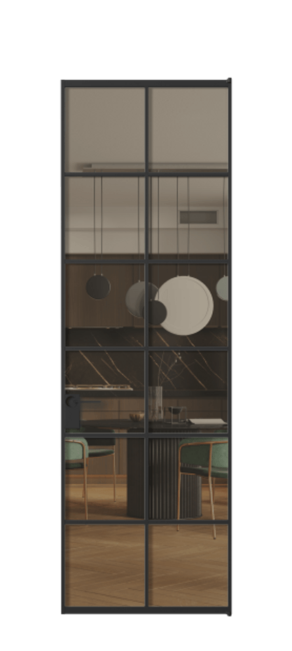 Алюминиевая дверь АЛПЛ040.05 Алюминий Черный Прозрачное бронзовое стекло, триплекс Цена 158920  | Volhovec