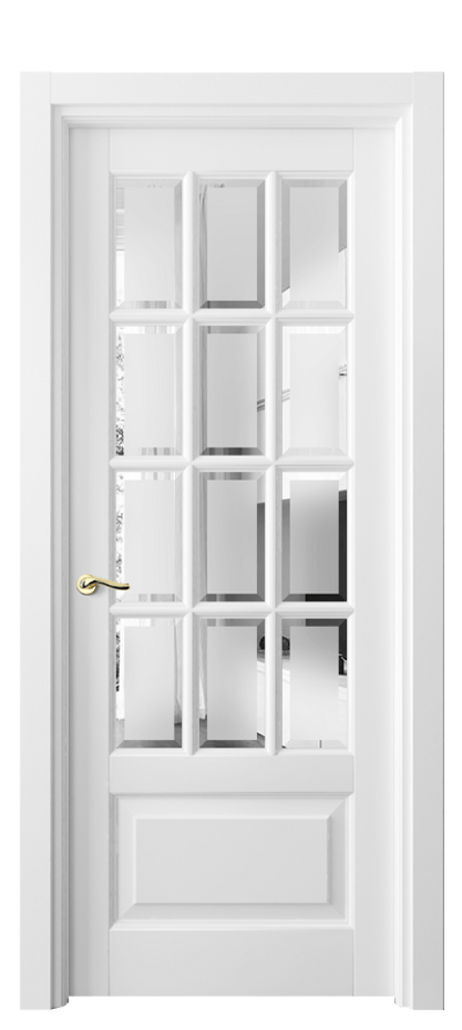 Межкомнатная дверь Лигнум 0728 Матовый белоснежный Сатинированное стекло с фацетом Цена 132330 ₽ | Volhovec