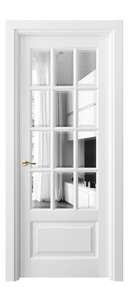 Межкомнатная дверь Лигнум 0728 Матовый белоснежный Двустороннее зеркало с фацетом, триплекс Цена 134530 ₽ | Volhovec