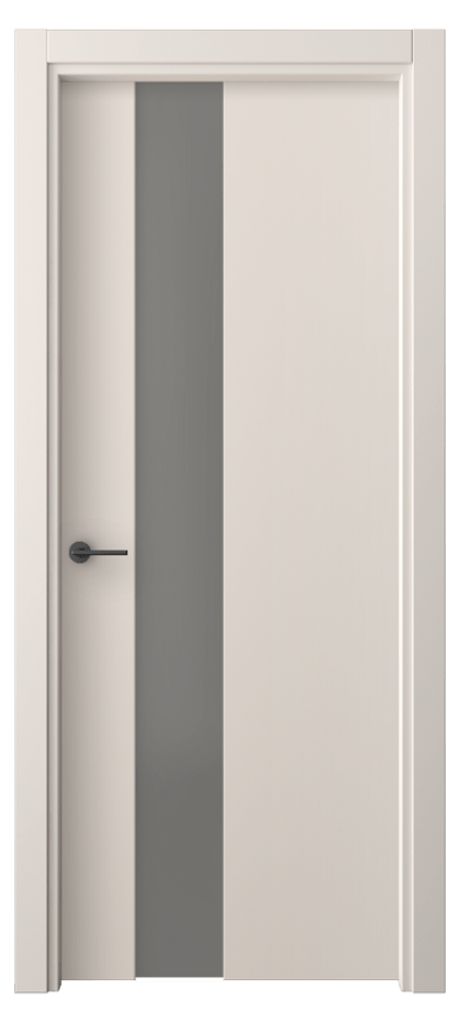 Межкомнатная дверь Freedom 4224 ПЭТ пудровый бежевый Сатинированное серое стекло, триплекс Цена 42350 ₽ | Volhovec
