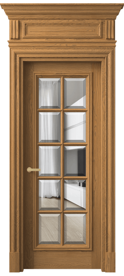 Межкомнатная дверь Antique 7310 Дуб солнечный матовый Прозрачное стекло с фацетом Цена 325100 ₽ | Volhovec