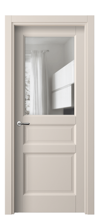 Межкомнатная дверь Галант 1432 ПЭТ пудровый бежевый Прозрачное стекло Цена 37070 ₽ | Volhovec