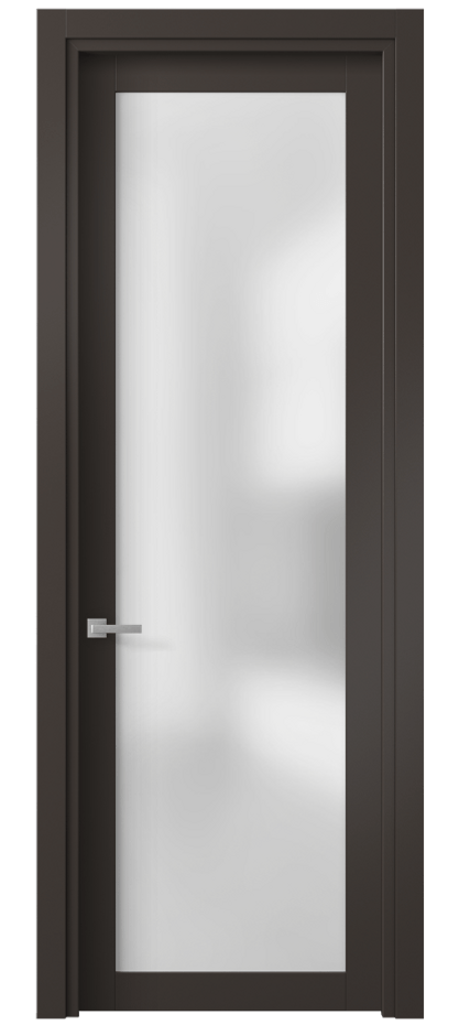 Межкомнатная дверь Планум 2102 Матовый антрацит Сатинированное стекло Цена 57970 ₽ | Volhovec