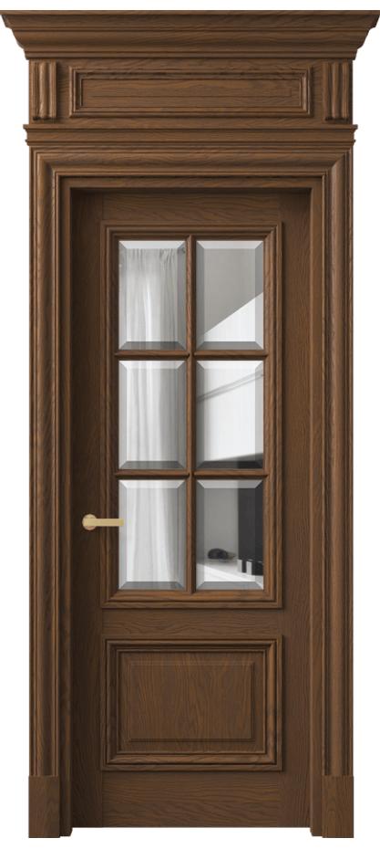 Межкомнатная дверь Antique 7312 Дуб каштановый матовый Прозрачное стекло с фацетом Цена 325100 ₽ | Volhovec