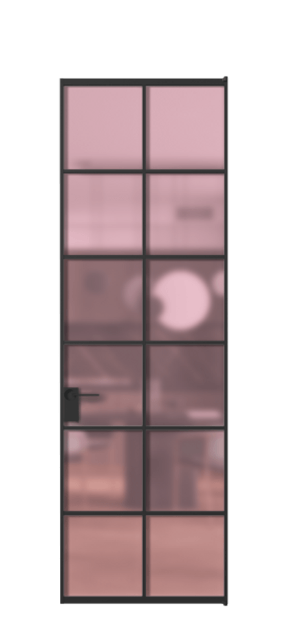 Алюминиевая дверь АЛПЛ040.05 Алюминий Черный Сатинированное розовое стекло, триплекс Цена 158920  | Volhovec