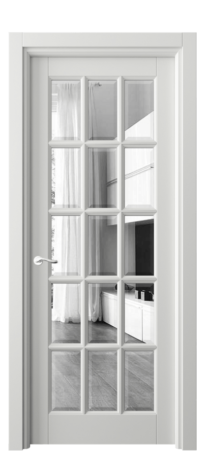 Межкомнатная дверь Лигнум 0708 Матовый светло-серый Двустороннее зеркало с фацетом, триплекс Цена 134530 ₽ | Volhovec