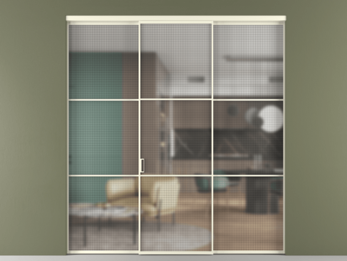 Перегородка Formato внутри проёма 3 створки АЛПР 040.03 Алюминий молочно-белый Декоративное стекло с сеткой "Mesh silver", триплекс. Цена 349360 ₽ 1. Полотно 3 шт. (800/2100 мм)
2. Комплект установки раздвижной системы
3. Базовый комплект фурнитуры
4.Ручка RONDO. Фабрика дверей Волховец 8 (800) 551 43 19 Перегородка Formato внутри проёма 3 створки АЛПР 040.03 Алюминий молочно-белый Декоративное стекло с сеткой "Mesh silver", триплекс Цена 349360 ₽ | Volhovec