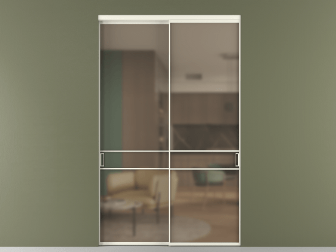 Перегородка Формато внутри проёма 2 створки АЛПР 040.02 Алюминий жемчужный Сатинированное бронзовое стекло, триплекс Цена 508530 ₽  | Volhovec