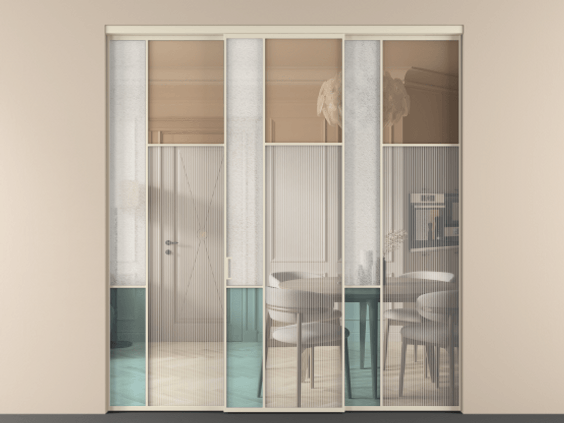 Перегородка Mosaic внутри проёма 3 створки АЛПР 041.11 Алюминий бежево-серый Комбинация стекол Группы 1 и Группы 3. Цена 395330 ₽ . Фабрика дверей Волховец 8 (800) 551 43 19 Перегородка Mosaic внутри проёма 3 створки АЛПР 041.11 Алюминий бежево-серый Комбинация стекол Группы 1 и Группы 3 Цена 395330 ₽ | Volhovec