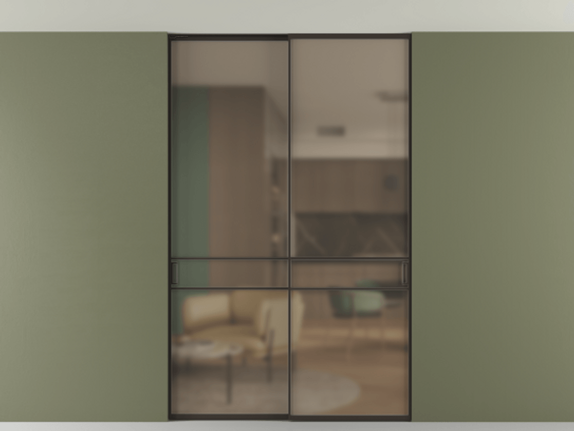 Перегородка Формато внутри проёма скрытое крепление в потолок 2 створки АЛПР 040.02 Алюминий антрацит Сатинированное бронзовое стекло, триплекс. Цена 318470 ₽ 1. Полотно 2 шт. (800/2100 мм)
2. Комплект установки раздвижной системы
3. Базовый комплект фурнитуры
4. Ручка Рондо. Фабрика дверей Волховец 8 (800) 551 43 19 Перегородка Формато внутри проёма скрытое крепление в потолок 2 створки АЛПР 040.02 Алюминий антрацит Сатинированное бронзовое стекло, триплекс Цена 318470 ₽ | Volhovec