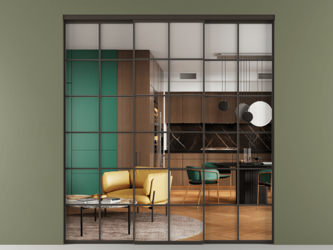 Перегородка Formato внутри проёма 3 створки АЛПР 040.05 Алюминий антрацит Прозрачное стекло "Crystal Vision", калёное. Цена 375100 ₽ 1. Полотно 3 шт. (800/2100 мм)
2. Комплект установки раздвижной системы
3. Базовый комплект фурнитуры
4.Ручка RONDO. Фабрика дверей Волховец 8 (800) 551 43 19 Перегородка Formato внутри проёма 3 створки АЛПР 040.05 Алюминий антрацит Прозрачное стекло "Crystal Vision", калёное Цена 375100 ₽ | Volhovec