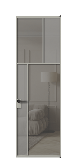 Межкомнатная дверь АЛПЛ041.22 АНСР Серый сатин матовое + Серый прозрачное. Цвет Алюминий нейтральный серый. Материал Алюминий в эмали. Коллекция Mosaic. Фото. Дверь межкомнатная АЛПЛ041.22 АНСР Серый сатин матовое + Серый прозрачное. Цвет Алюминий нейтральный серый. Материал Алюминий в эмали. Коллекция Mosaic. Картинка.