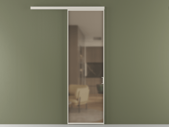 Алюминевая перегородка АЛПР 040.01_АОС_Бронза сатин триплекс_new. Цвет Алюминий облачно-серый. Материал Алюминий в эмали. Коллекция Перегородка Formato вдоль стены 1 створка. Картинка.